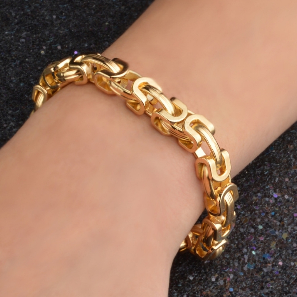 18K Real Gold Plated Figaro Bracelet